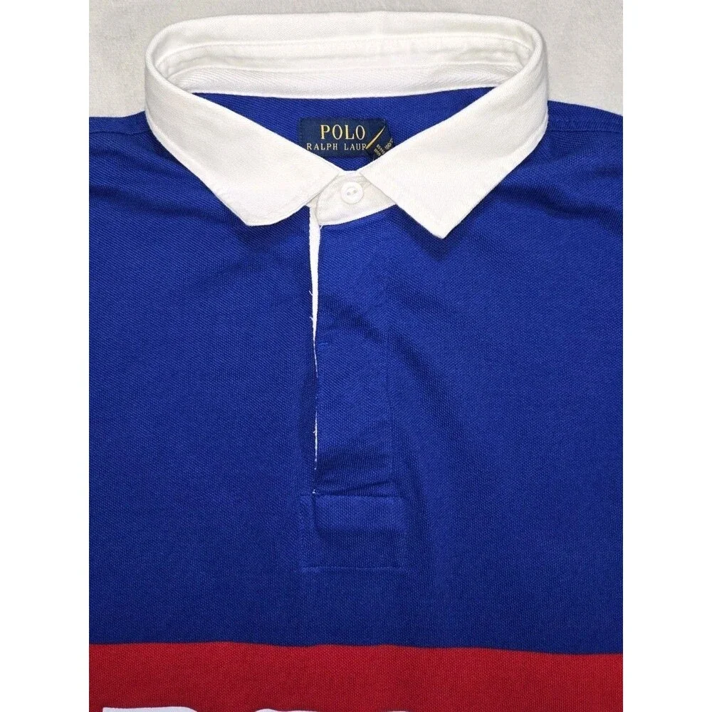 Mens Polo Ralph Lauren Short Sleeve Polo Shirt Striped Big Logo Large Tall New